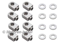 Rocker arm brackets and bases in a set