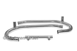 Stainless - exhaust pipes single cross over, 40 mm